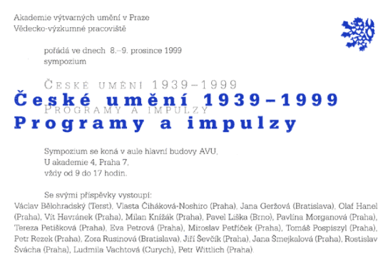 Programmes and Impulses / Czech Art 1939-1999